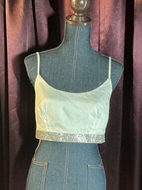 Lined White Rhinestone Midriff Top - New with Tags